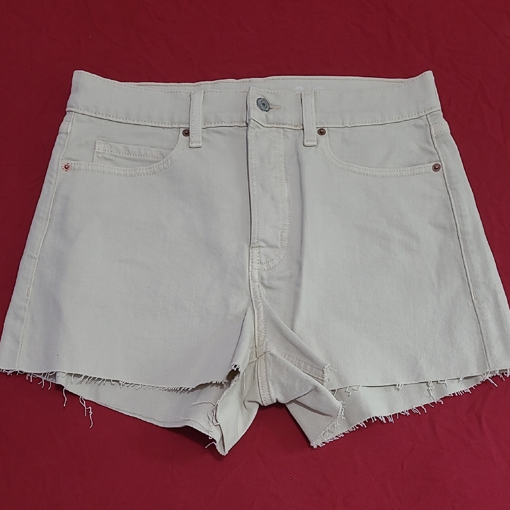 Women's Cream Denim Shorts